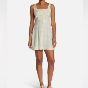 NWT Abound Pink-Green Adley Plaid Tiered Front Button Mini Dress - S